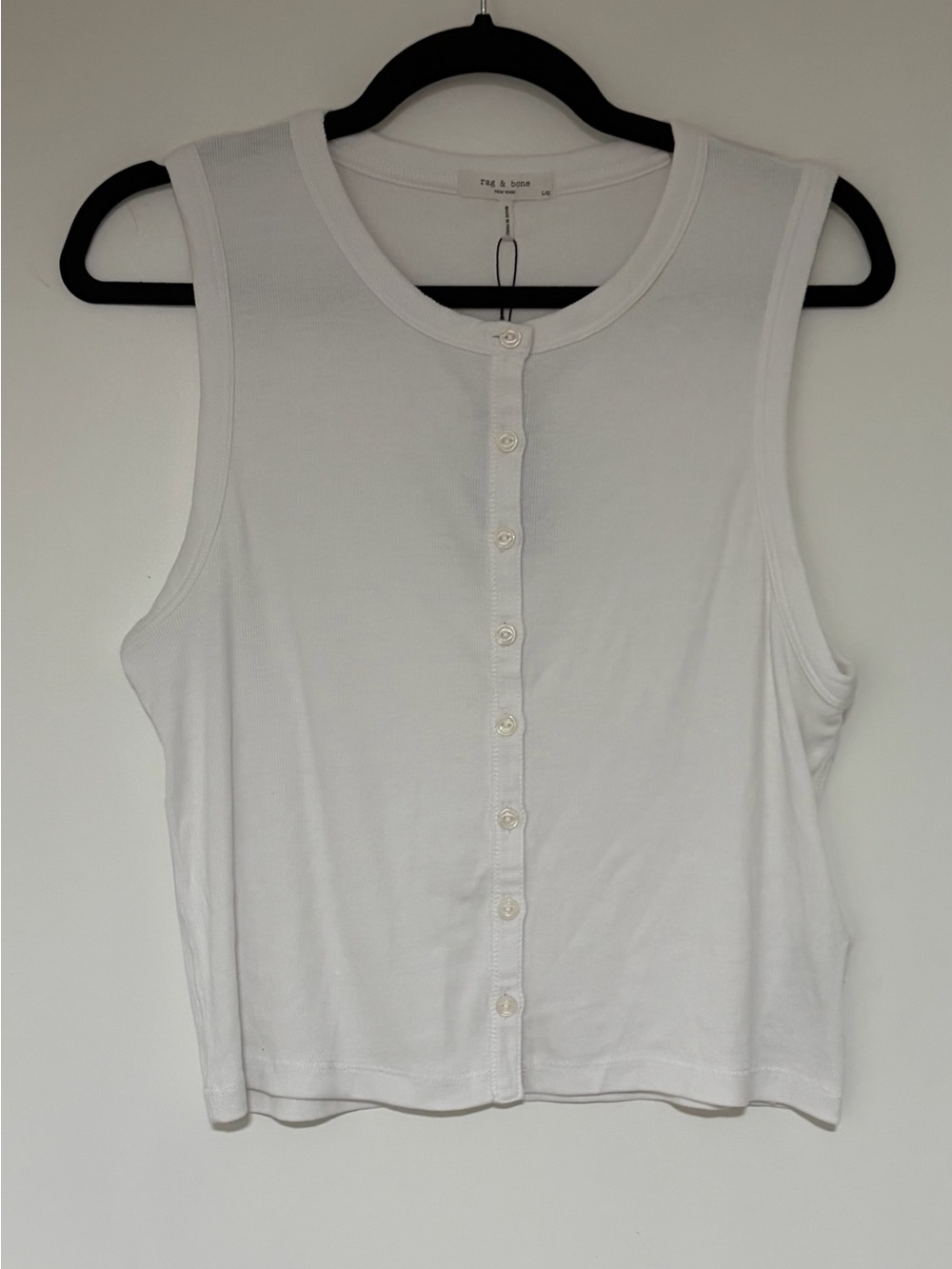 Rag & Bone Women’s White Essie Rib Cropped Tank Size Large NWT